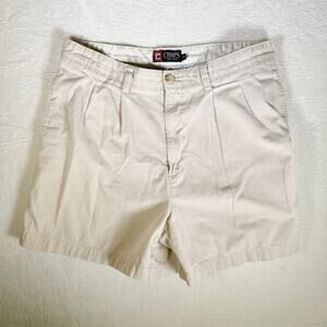 Chaps Chino Shorts Men's Size 36 Tan Pleated Front Slash Pocket Cotton Casual